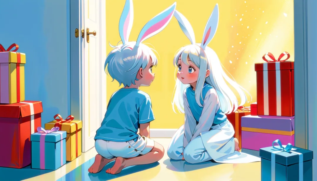 Fluffy Surprises: A Bunny's Gift of Joy
