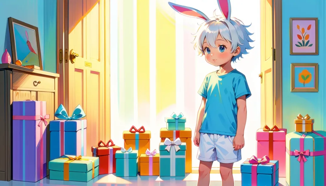 Fluffy Surprises: A Bunny's Gift of Joy