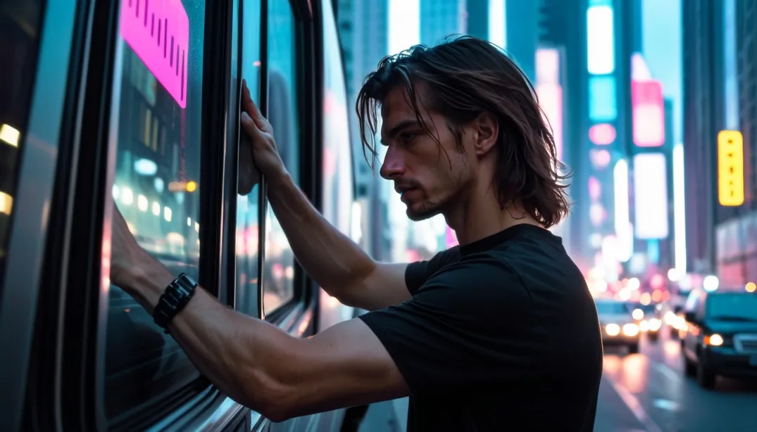 "Virtual Wanderer: Seeking Freedom in Neon Shadows"