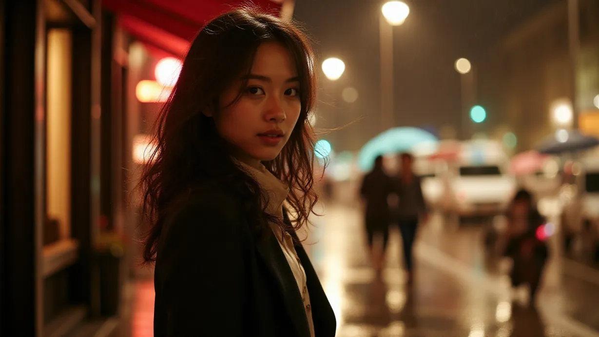 在火车站离开的女孩
